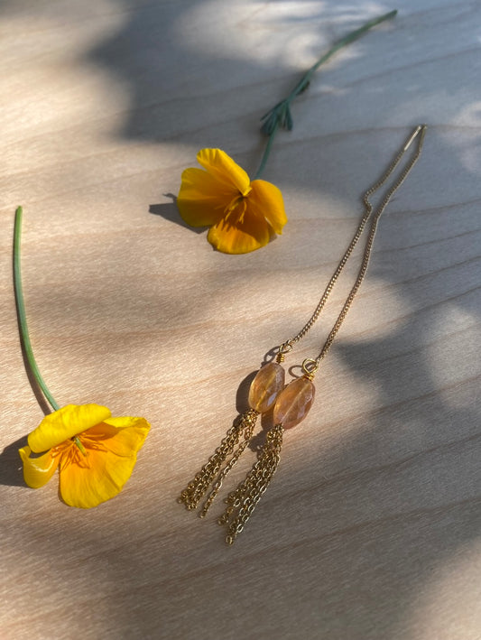 Wildflower Sapphire threaded earrings